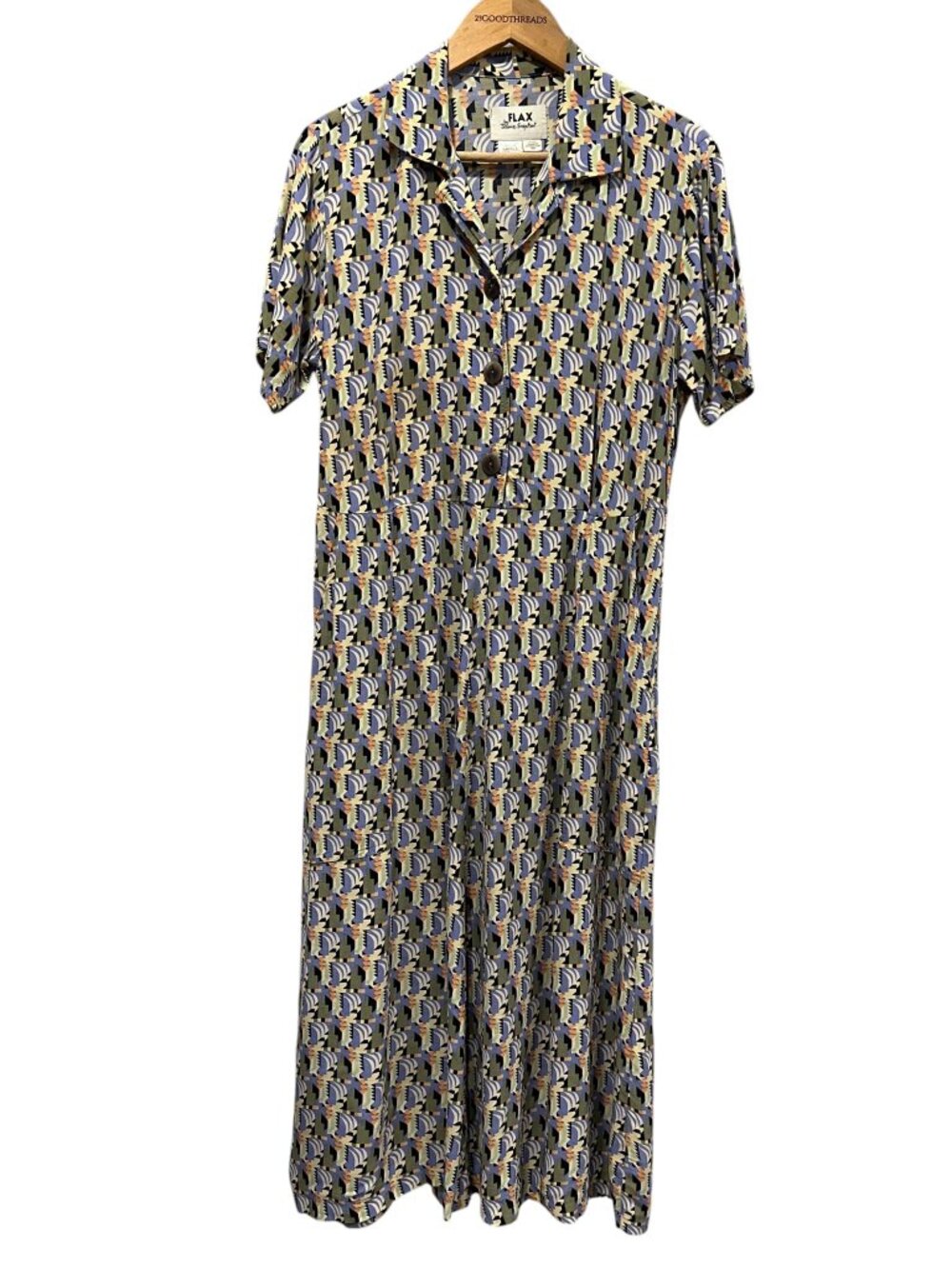 FLAX by Jeanne Engelhart 90s Fit & Flare Midi Dress, S
